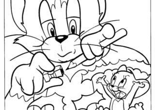 مجموعة من صور تلوين توم وجيري لطيفة للأطفال