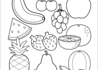 Mewarnakan gambar buah-buahan dan buah-buahan yang indah untuk bayi anda