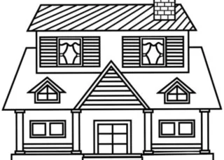 Mewarnai rumah untuk kanak-kanak sederhana indah