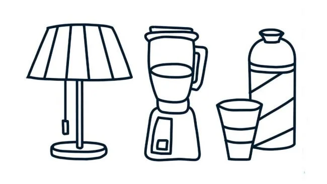 Ringkasan gambar mewarnai peralatan rumah tangga untuk anak-anak untuk berlatih mewarnai