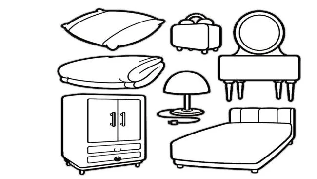 Ringkasan gambar mewarnai peralatan rumah tangga untuk anak-anak untuk berlatih mewarnai