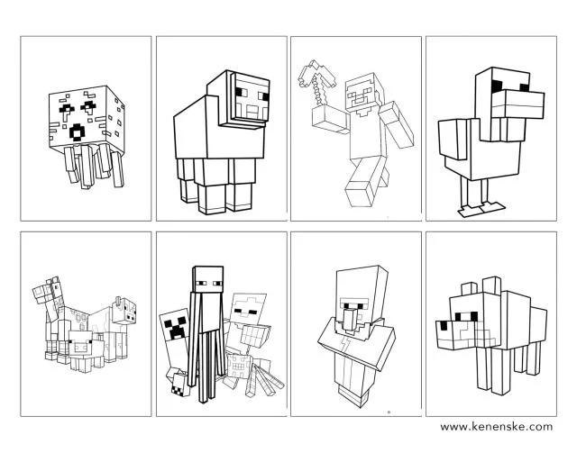 Koleksi gambar pewarna Minecraft terbaik untuk kanak-kanak