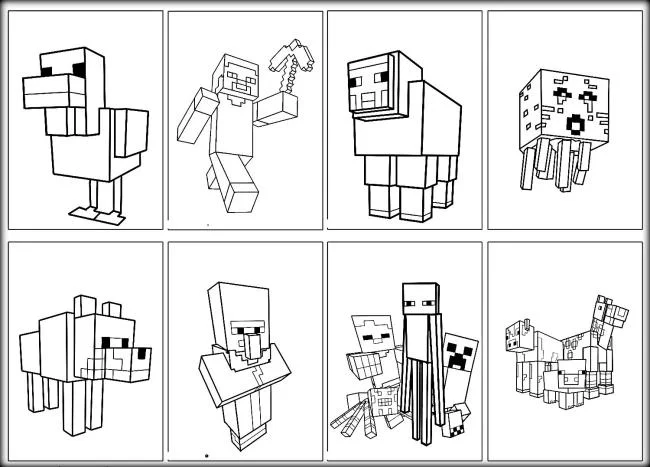 Koleksi gambar pewarna Minecraft terbaik untuk kanak-kanak
