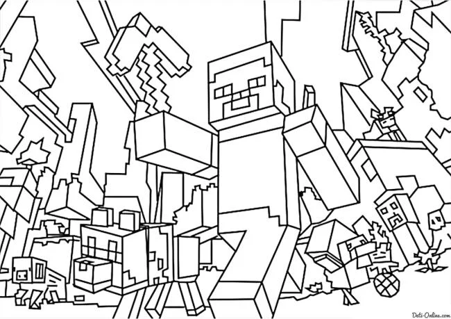 Koleksi gambar pewarna Minecraft terbaik untuk kanak-kanak
