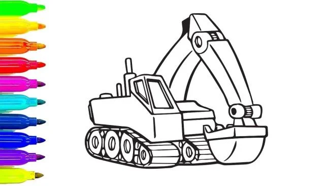 Collection of the best excavator coloring pictures for kids
