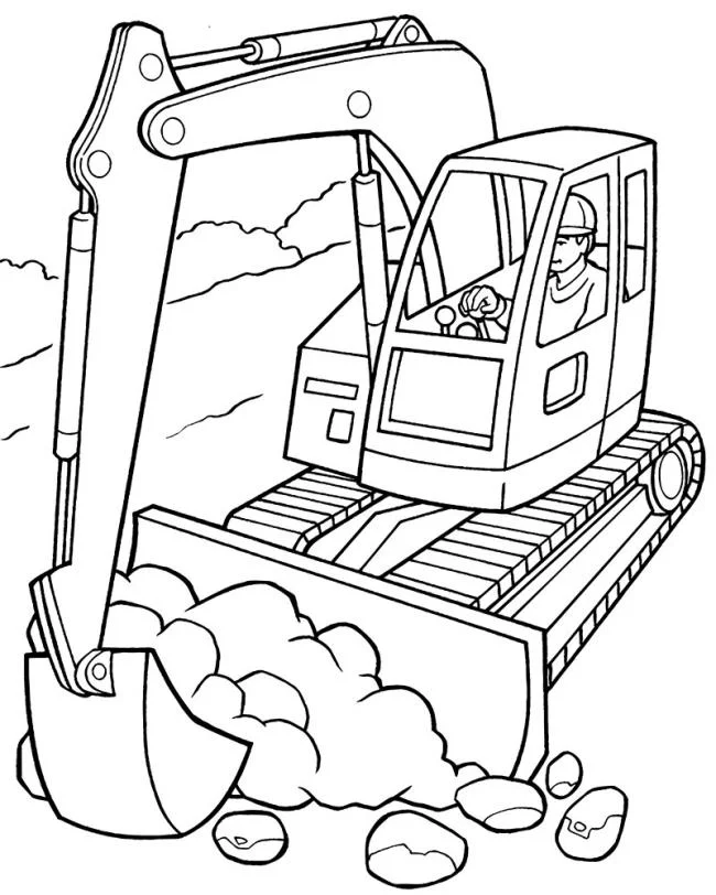 Collection of the best excavator coloring pictures for kids