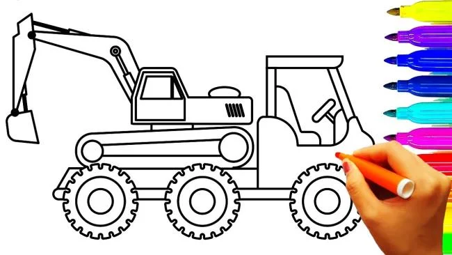 Collection of the best excavator coloring pictures for kids