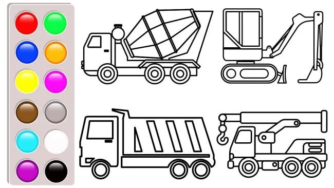 Collection of the best excavator coloring pictures for kids