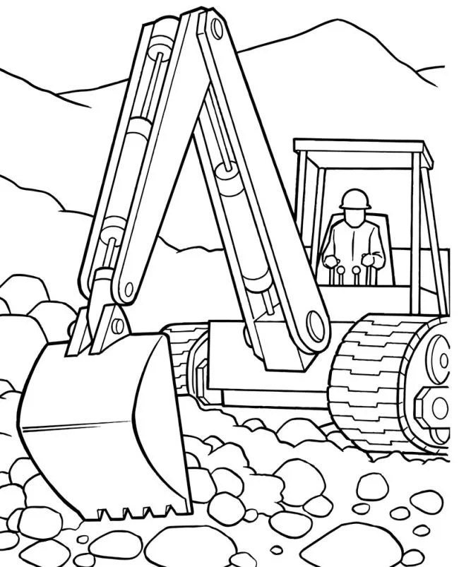 Collection of the best excavator coloring pictures for kids