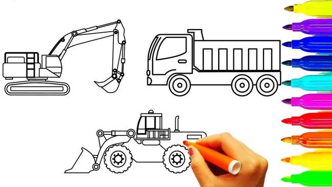 Collection of the best excavator coloring pictures for kids
