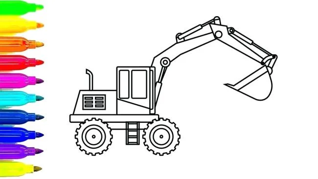 Collection of the best excavator coloring pictures for kids