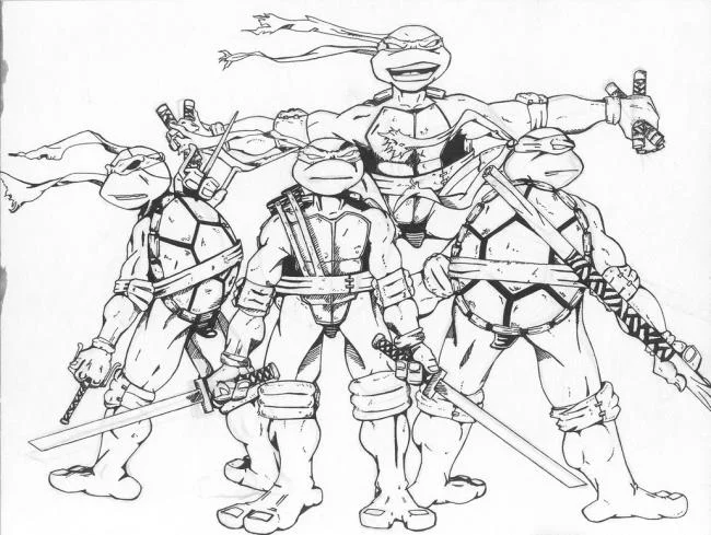 Colección de super lindas imágenes de tortugas Ninja para colorear para niños