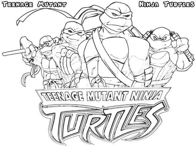 Colección de super lindas imágenes de tortugas Ninja para colorear para niños