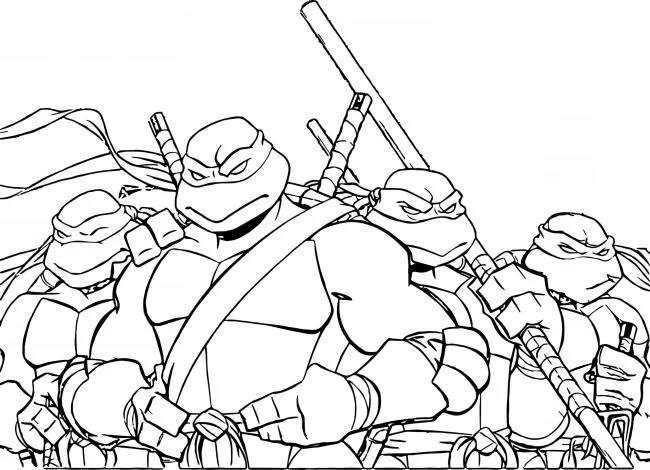 Colección de super lindas imágenes de tortugas Ninja para colorear para niños
