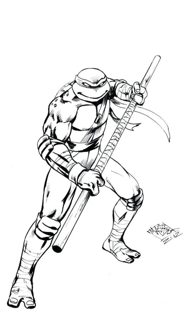Colección de super lindas imágenes de tortugas Ninja para colorear para niños