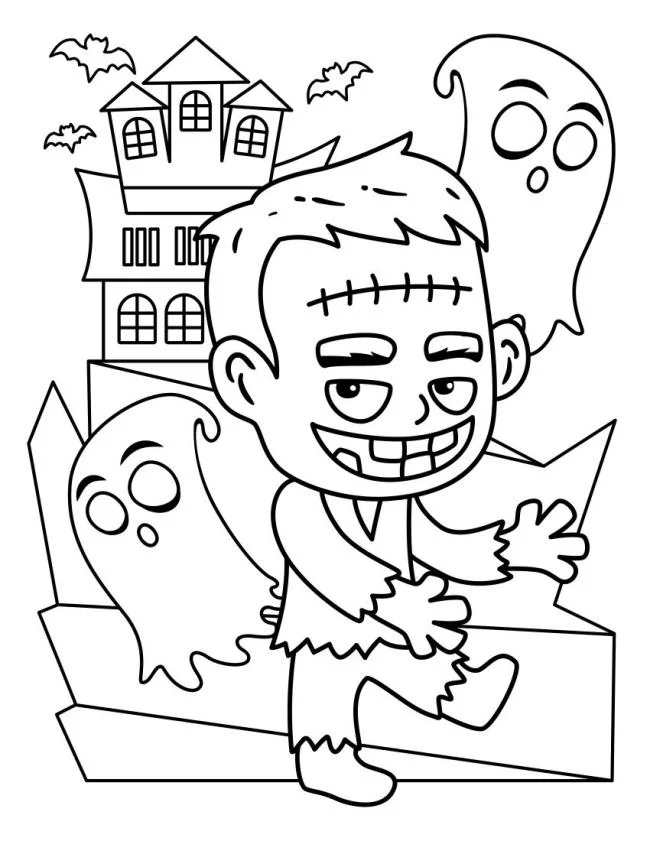 Koleksi halaman mewarnai Halloween untuk anak-anak