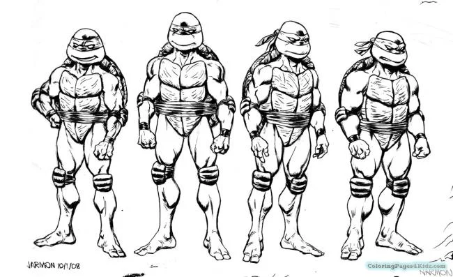Colección de super lindas imágenes de tortugas Ninja para colorear para niños