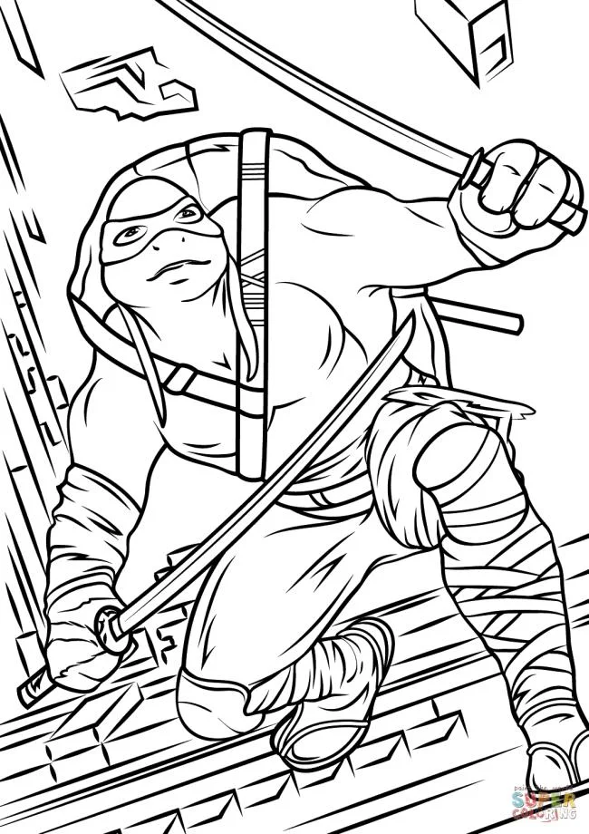 Colección de super lindas imágenes de tortugas Ninja para colorear para niños