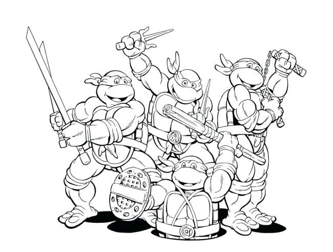 Colección de super lindas imágenes de tortugas Ninja para colorear para niños