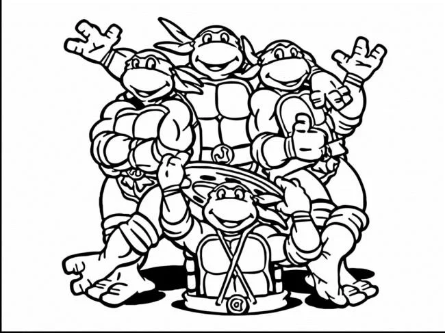 Colección de super lindas imágenes de tortugas Ninja para colorear para niños