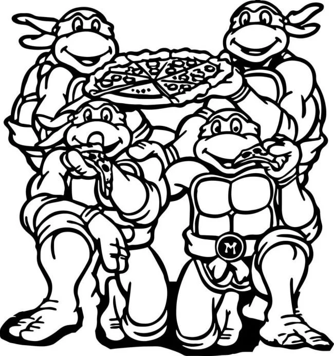 Colección de super lindas imágenes de tortugas Ninja para colorear para niños