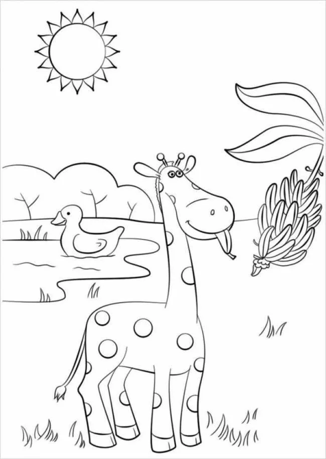 Koleksi gambar mewarnai jerapah terbaik untuk anak-anak