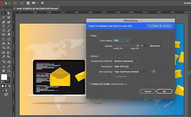 For images that need to be printed, you should save the AI ​​file as a high-resolution JPEG