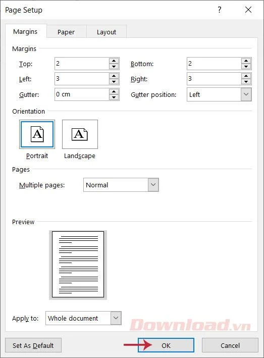 Dialoogvenster Pagina-instelling