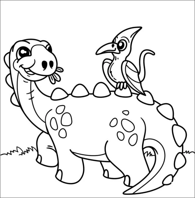 Colecție de pagini frumoase de colorat dinozaur