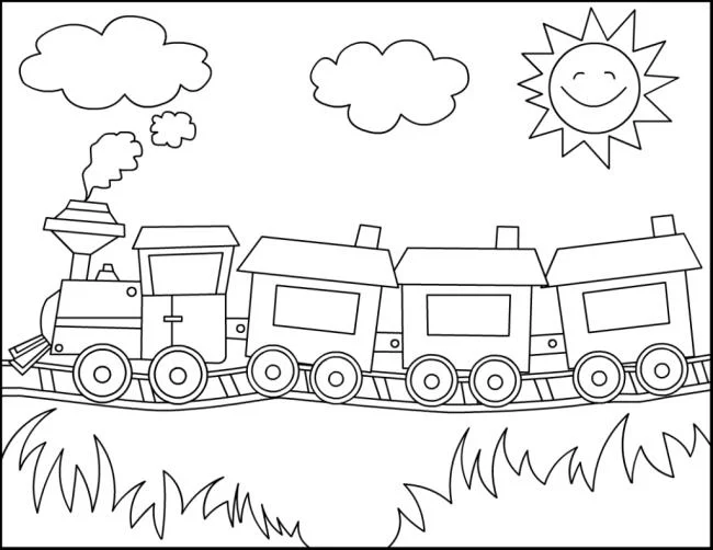 Collection of beautiful train coloring pictures