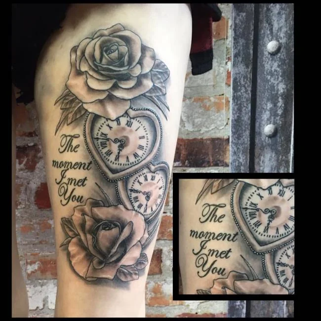 Sugerencia de más de 50 modelos de tatuajes de rosas y relojes extremadamente sexys.