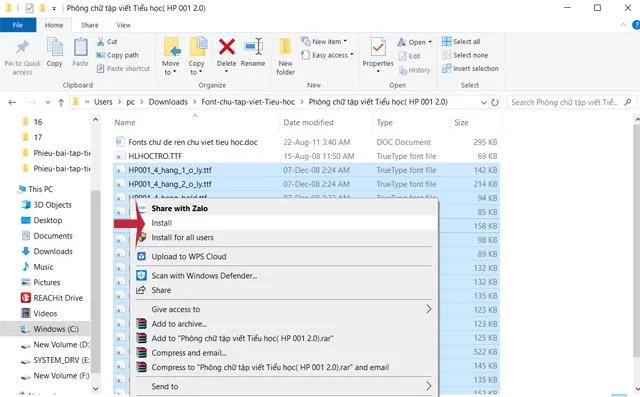 Yazı tipini ayarlama