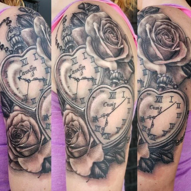 Sugerencia de más de 50 modelos de tatuajes de rosas y relojes extremadamente sexys.