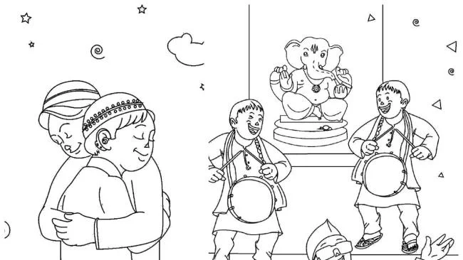 Ringkasan gambar mewarna festival pertengahan musim luruh yang bermakna untuk kanak-kanak