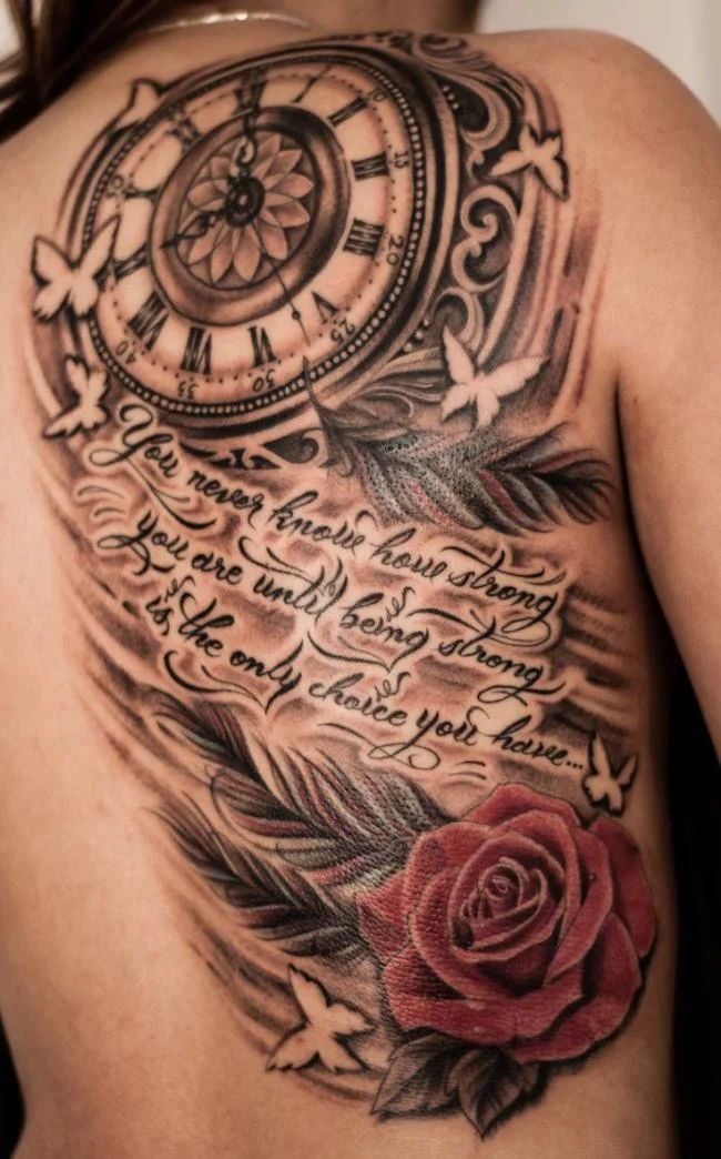 Sugerencia de más de 50 modelos de tatuajes de rosas y relojes extremadamente sexys.
