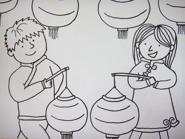 Ringkasan gambar mewarna festival pertengahan musim luruh yang bermakna untuk kanak-kanak