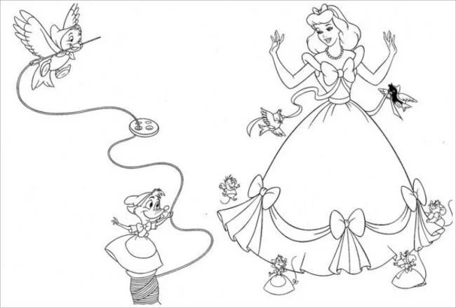 Colección de bellas páginas para colorear princesa de Cenicienta