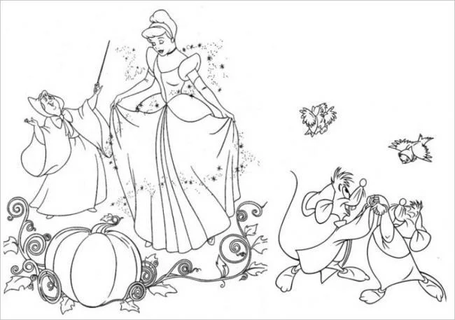 Colección de bellas páginas para colorear princesa de Cenicienta