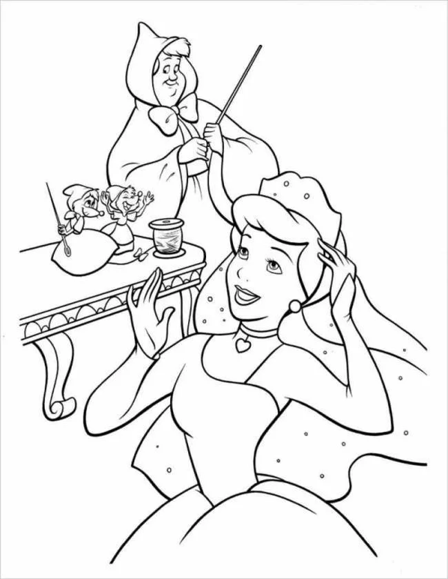 Colección de bellas páginas para colorear princesa de Cenicienta