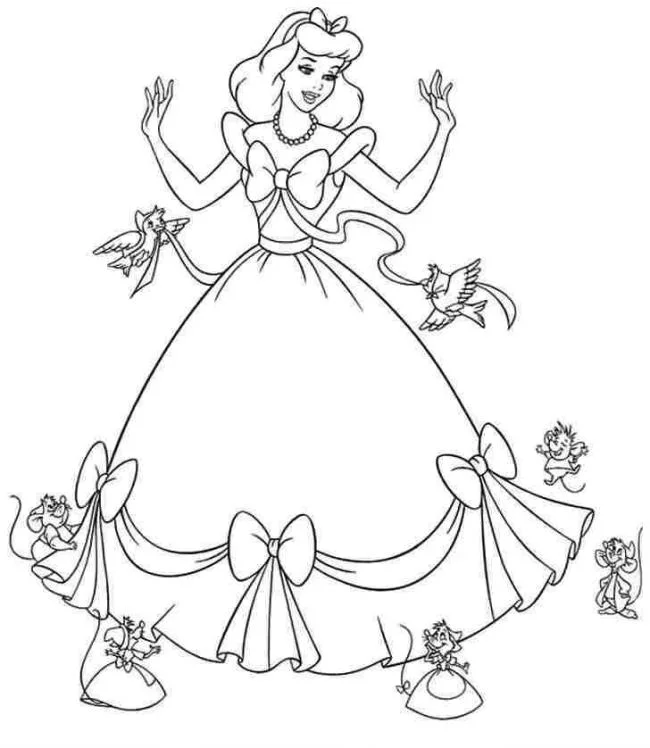 Colección de bellas páginas para colorear princesa de Cenicienta