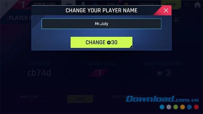 How to change the name in the game Asphalt 9: Legends