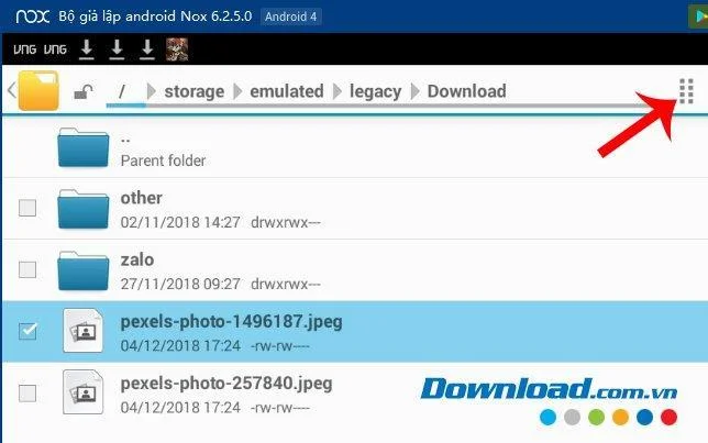 Options Menu in File Manager