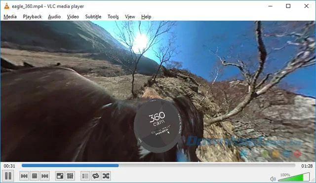 Anzeigen von 360-Grad-Fotos und -Videos mit VLC 360