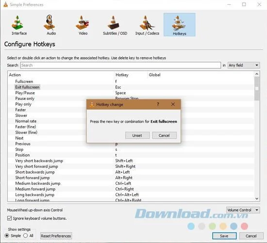 Instructions pour désactiver les raccourcis clavier sur VLC Media Player