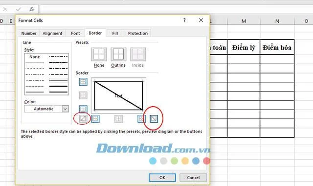 Instructions pour ajouter des lignes diagonales dans Excel
