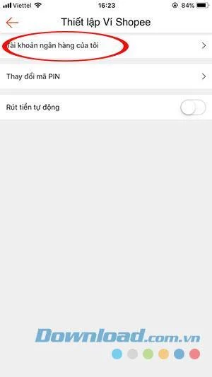 Configuration du portefeuille Shopee