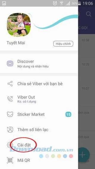 Paramètres Viber