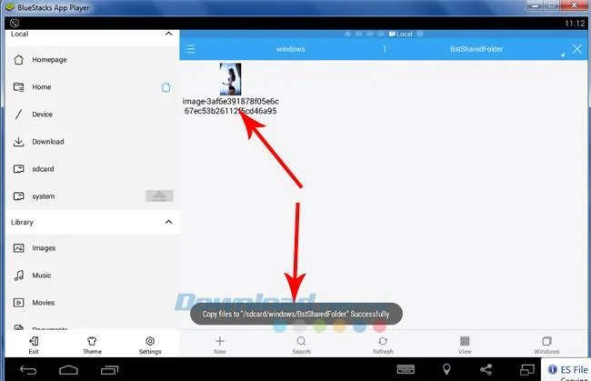 Come ottenere foto e dati da BlueStacks a un computer