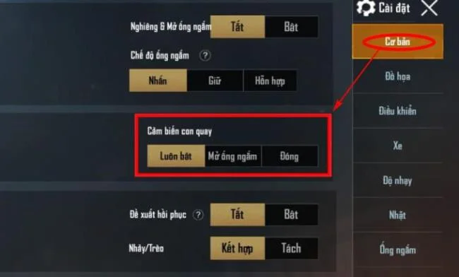 PUBG Mobile: giroscopio e utilizzo