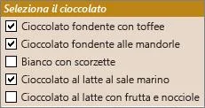 Caselle di controllo di esempio